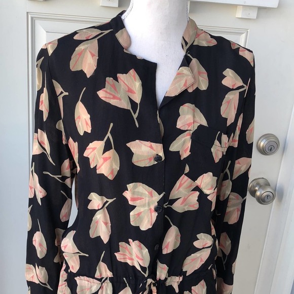 Lucky Brand Black and Pink Long Sleeve Shirt Dress - Picture 2 of 11